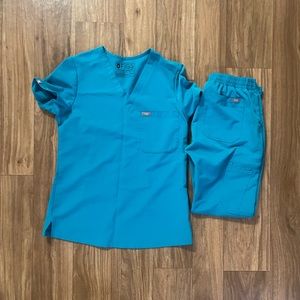 EUC Figs Scrub Set Teal Petite XXS Limited Edition